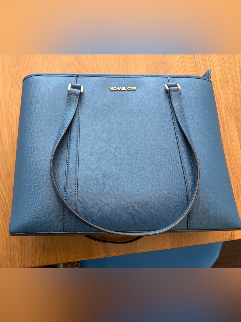 Michael Kors Blue Saffiano Leather Tote